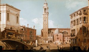 Kilátás a velencei campo dei santi apostolira (olaj, vászon alkotó: Canaletto