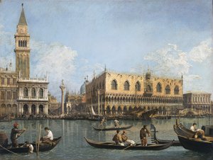 Kilátás a San Marco-medencére a Punta della Doganától alkotó: Canaletto