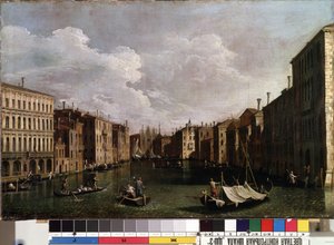 ""Kilátás a velencei Canal Grandéra"" (Velence) Giovanni Antonio Canal detto il Canaletto festménye (1697-1768). 18. századi Mikalojus Konstantinas Ciurlionis Szépművészeti Múzeuma, Kaunas, Litvánia alkotó: Canaletto