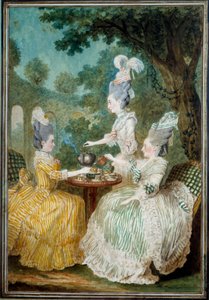 Montesson, Crest és Damaszkusz hölgyei Louis carrogis dit Carmontelle (1717-1806) akvarellje 1773. Párizs, Musee Carnavalet alkotó: Carmontelle