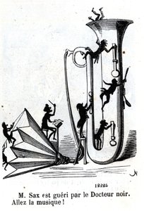 Mr. Saxot megsebesíti a fekete doktor. (Adolphe (Adolph) Sax, a szaxofon feltalálója (1814-1894). alkotó: Nadar