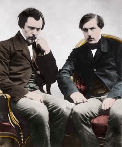 Edmond (1822-1896) és Jules (1830-1870) Goncourt testvérei, francia írók, Nadar - Les freres Edmond de Goncourt (1822-1896) és Jules de Goncourt (1830-1870) irodalomkritikusok és francia írók, fotó írta: Gaspard Felix Tournachon aka Felix Nadar alkotó: Nadar