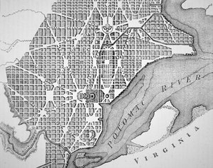 Washington város eredeti terve 1793-ban (metszet)