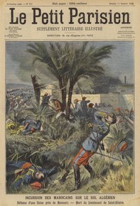A marokkóiak behatolása Algériába (színes litho)