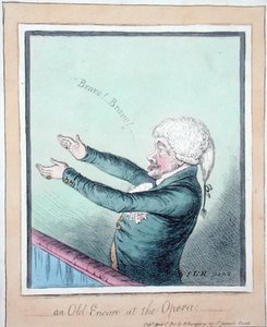 Egy régi ráadás az Operában! metszett: James Gillray (1756-1815) Hannah Humphrey adta ki 1803-ban (kézzel színezett rézkarc) alkotó: (after) English School
