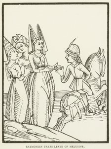 Raymondin búcsút vesz Melusine-tól (metszet)
