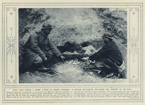 A patkányok farka egy fillért ér a francia árkokban! Egy katona patkányvadász, aki átadja a trófeáit egy altisztnek (f/w fotó)