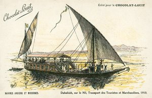 Dahabieh, a Níluson, turisták és áruk szállítása alkotó: (after) French School