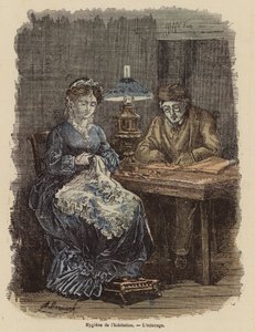 Egészséges világítási szint a lakásban (színes gravírozás) alkotó: (after) French School