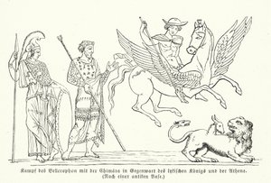 Bellerophon harcol a kimérával (metszet) alkotó: (after) German School