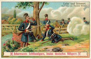 Ivódal a csata előtt (chromolitho) alkotó: (after) German School