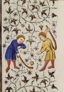 Az egyoldalas korongjáték Részlet a „Les Tres Riches Hours duke Francois de Guise”” kéziratból, amelyet Boucicaut mestere megvilágított. 15. század. Musee Conde, Chantilly alkotó: (and workshop) Boucicaut Master