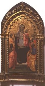Madonna és a gyermek szentekkel (tempera a panelen)