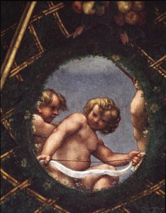Angyalok néz ki az ablakon - Fresco alkotó: (c.1489 1534) Correggio