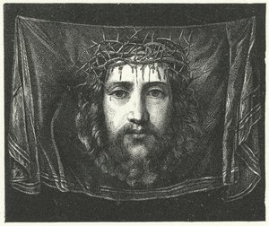 Veronika fátyla Krisztus portréjával (metszet) alkotó: (c.1489 1534) (after) Correggio