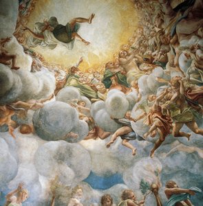 Éva és Mária felemelkedő, részlet a Szűz mennybemeneteléből alkotó: (c.1489 1534) Correggio