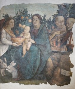 Madonna és gyermeke Szent Ferenccel és Quirinusszal, ismert mint Madonna dei limoni alkotó: (c.1489 1534) Correggio