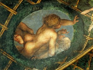 Tojás alakú, kerubokkal, a Szent Pál kamra vagy az Apátnői Kamara díszítésének részlete alkotó: (c.1489 1534) Correggio