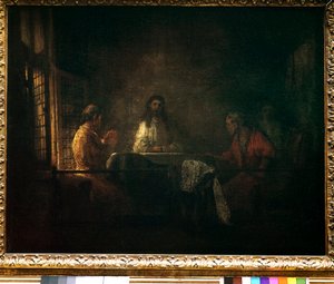Az emmausi zarándokok Krisztus megjelennek a zarándokok előtt egy emmausi fogadóban. Harmensz van Rijn dit Rembrandt (1606-1669) műhelyének festménye