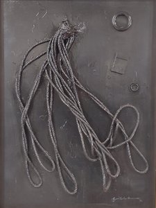 G. C. Riccardi, Combustione n. 3, 1990, vegyes technika, vászon, 60x80, Arpino, Umberto Mastroianni Alapítvány, Olaszország.