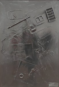 G. C. Riccardi, Combustione n. 1, 1977, vegyes technika, vászon, 60x80, Arpino, Umberto Mastroianni Alapítvány, Olaszország.