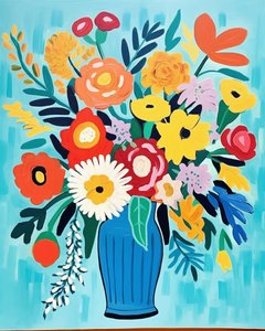 Matisse inspiráció virágok egy vázában | virágos művészeti nyomatok fali dekorációhoz alkotó: F. Abderrahim