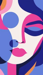 Minimalista női portré lila színekben és fehérben | vászon falikép nyomatok alkotó: F. Abderrahim