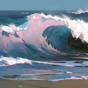 Ocean Beach gyönyörű hullámok és víz, Otthoni fali dekoráció hálószobába alkotó: F. Abderrahim