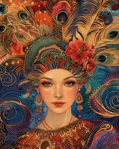 A Gorgeous Woman in the Style of Alex Grey, vászon és fali keret, print on demand alkotó: F. Abderrahim