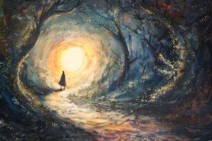 szemben a nap, absztrakt festmény, falfestmény nyomtatás igény szerint alkotó: F. Abderrahim