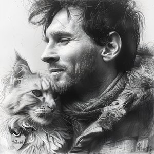 Macska Messi focistával, Modern fali dekoráció | print on demand alkotó: F. Abderrahim