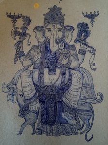 Ganesha meglovagolja Vahana-t.