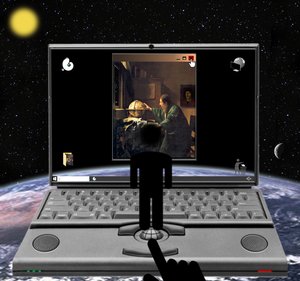 "Kopernikusz óta az ember a középpontból az X-be gurult" (a sorozatból: Windows) alkotó: Alexander Eibach