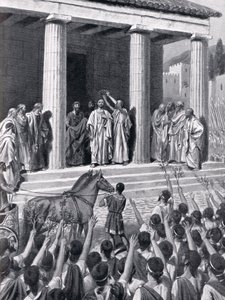 A Spártában kitüntetett Themisztoklész illusztrációja a Hutchinson