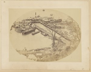 [Alsó rakpart, Belle Plain, USMRR építőtestület] [1864. május 16.]. alkotó: A.J. Russell