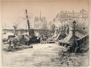 Notre Dame és a Quai de Bethune, 1915 alkotó: AR Kempken