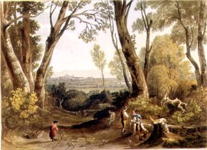 Hereford, Dynedor Hillről, metszett Theodore H. A. Fielding (1781-1851), pub. a "Picturesque Views of the River Wye" című filmben alkotó: A.V. Copley (after) Fielding