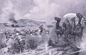 A konvoj elleni támadás Buffelspoortban, illusztráció az After Pretoria: The Guerilla War, 1902-ből
