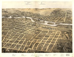 Aurora, Illinois 1867. LOC 73693341 alkotó: A.; Chicago Lithographing Co. Ruger