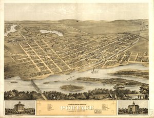 Portage városának madártávlati képe, Columbia Co., Wisconsin 1868. LOC 73694548