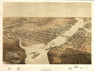 Green Bay és Fort Howard, Brown Co., Wisconsin 1867. LOC 73694541 alkotó: A.; Chicago Lithographing Co. Ruger