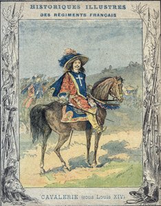 Lovasság XIV. Lajos vezetése alatt - Tankönyvek védőhüvelyéből, 19. század vége - Lovasság sous XIV. Lajos - A Demarle illusztrációja - Protege notebook historique, 19. század vége -