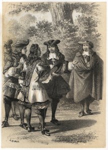 Jean Racine (1639-1699) és Pierre Corneille (1606-1684) párizsi találkozója. A. Duruy metszete a „Franciaországi irodalmi illusztrációk” c. arany, Anekdotagaléria főbb szerzőinkről, akik érdeklődnek a tetteik és felirataik iránt”” J.B.