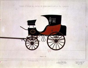 A postaszolgálat kocsijának terve, Engelmann és Graf metszete alkotó: A. G. (after) Ducoudray