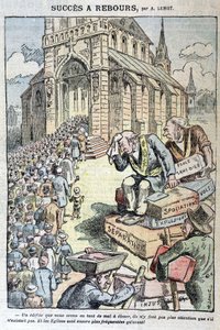 Siker visszaszámlálás: iskolák isten nélkül, rablás, kilakoltatás, szétválasztás... „És a templomok még zsúfoltabbak, mint korábban!” - Lemot rajzfilm az antiklerikalizmus ellen, a „Le Pelerin” című filmben, 1909. 11. 04.