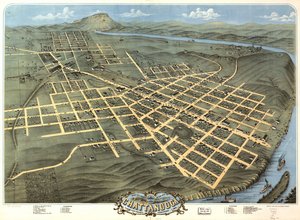 Madártávlati kilátás Chattanooga városára, Hamilton megyében, Tennessee államban 1871.