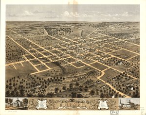 Columbia városának madártávlati képe, Boone Co., Missouri 1869. LOC 73693473