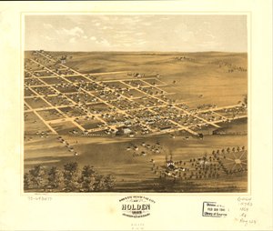 Holden városának madártávlati képe, Johnson Co., Missouri 1869. LOC 73693477