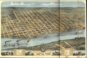 Madártávlatból Little Rock városa, Arkansas fővárosa, 1871.
