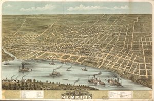 Memphis városának madártávlati képe, Tennessee 1870. LOC 73694530